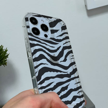 Zebra Print Clear Phone Case for iPhone 15 14 13 12 11 11 Pro Max Mini 7 8 XR XS X Shockproof Silicone Phone Cover with Custom Name