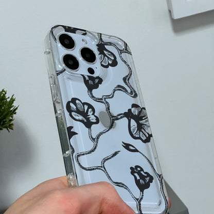 Vintage Floral Clear Phone Case for iPhone 15 14 13 12 11 11 Pro Max Mini 7 8 XR XS X Shockproof Silicone Phone Cover with Custom Name