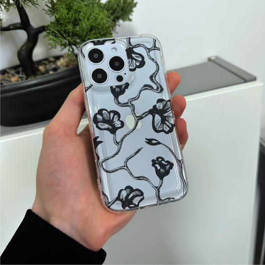 Vintage Floral Clear Phone Case for iPhone 15 14 13 12 11 11 Pro Max Mini 7 8 XR XS X Shockproof Silicone Phone Cover with Custom Name