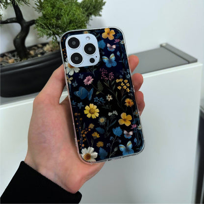 Floral Butterfly Pattern Phone Case for iPhone 15 14 13 12 11 11 Pro Max Mini 7 8 XR X XS Shockproof Silicone Phone Cover with Custom Name
