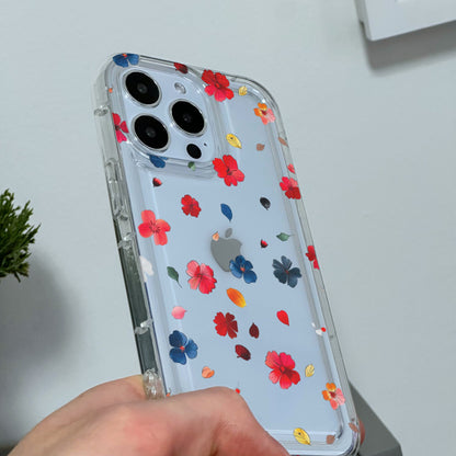 Flower Petal Print Clear Phone Case for iPhone 15 14 13 12 11 11 Pro Max Mini 7 8 XR XS Shockproof Silicone Phone Cover with Custom Name