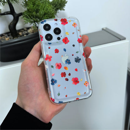 Flower Petal Print Clear Phone Case for iPhone 15 14 13 12 11 11 Pro Max Mini 7 8 XR XS Shockproof Silicone Phone Cover with Custom Name