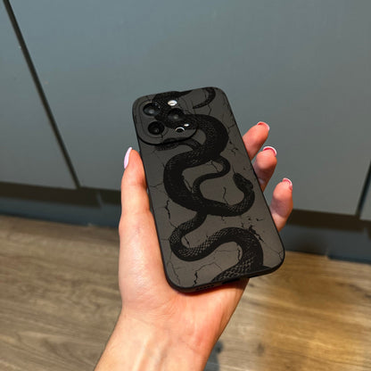 Black Snake Print Phone Case for iPhone 17 16 15 14 13 12 11 11 Pro Max Mini 7 8 XR XS X Shockproof Phone Cover with Customised Name