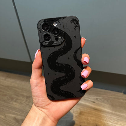 Black Snake Celestial Print Phone Case for iPhone 15 14 13 12 11 11 Pro Max Mini 7 8 XR XS X Shockproof Phone Cover with Customised Name