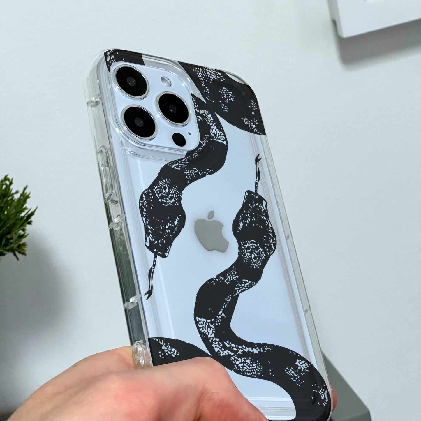 Snake Print Clear Phone Case for iPhone 15 14 13 12 11 11 Pro Max Mini 7 8 XR XS X Shockproof Silicone Phone Cover with Custom Name