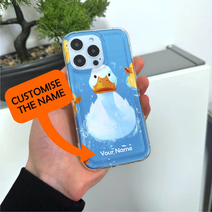 Funny Goose Phone Case with Duck for iPhone 15 14 13 12 11 11 Pro Max Mini 7 8 XR XS X Shockproof Silicone Phone Cover with Custom Name