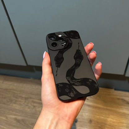 Black Snake Print Phone Case for iPhone 15 14 13 12 11 11 Pro Max Mini 7 8 XR XS X Shockproof Phone Cover with Customised Name