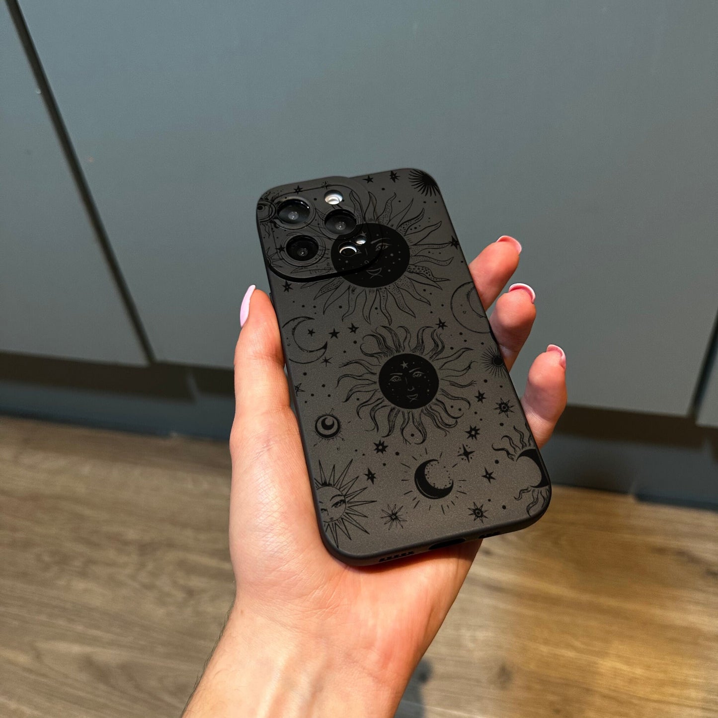 Moon and Sun Star Celestial Phone Case for iPhone 15 14 13 12 11 11 Pro Max Mini 7 8 XR XS X Shockproof Phone Cover with Customised Name