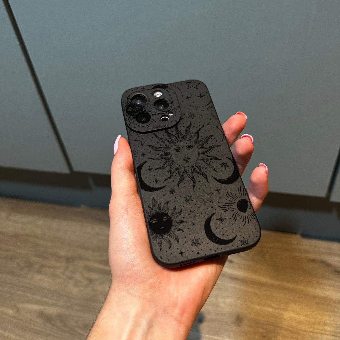 Celestial Moon Sun Star Phone Case for iPhone 17 16 15 14 13 12 11 11 Pro Max Mini 7 8 XR XS X Shockproof Phone Cover with Customised Name