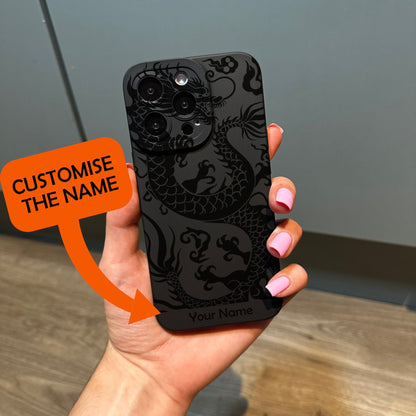 Dragon Black Phone Case for iPhone 15 14 13 12 11 11 Pro Max Mini 7 8 XR XS X Shockproof Phone Cover with Customised Name