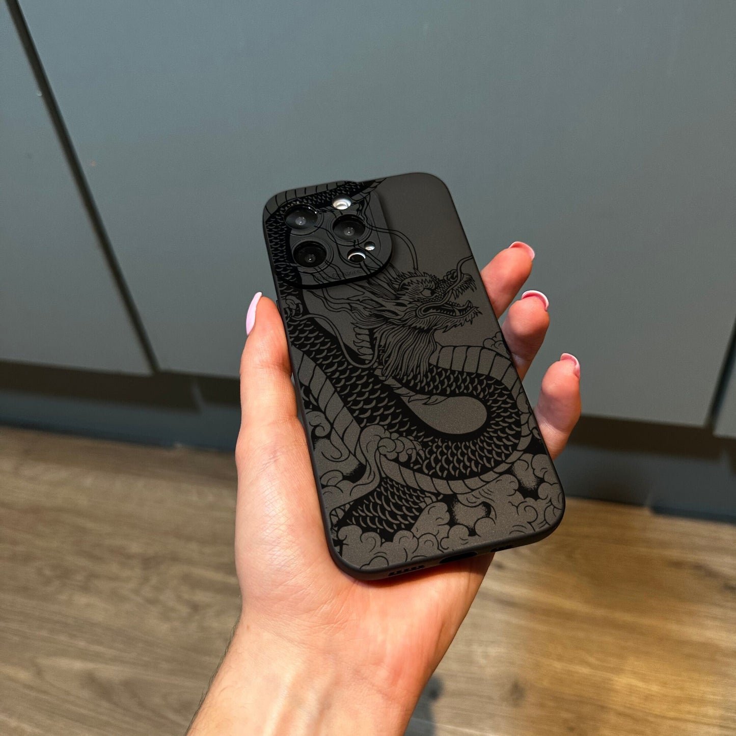 Black Dragon Print Phone Case for iPhone 17 16 15 14 13 12 11 11 Pro Max Mini 7 8 XR XS X Shockproof Phone Cover with Customised Name