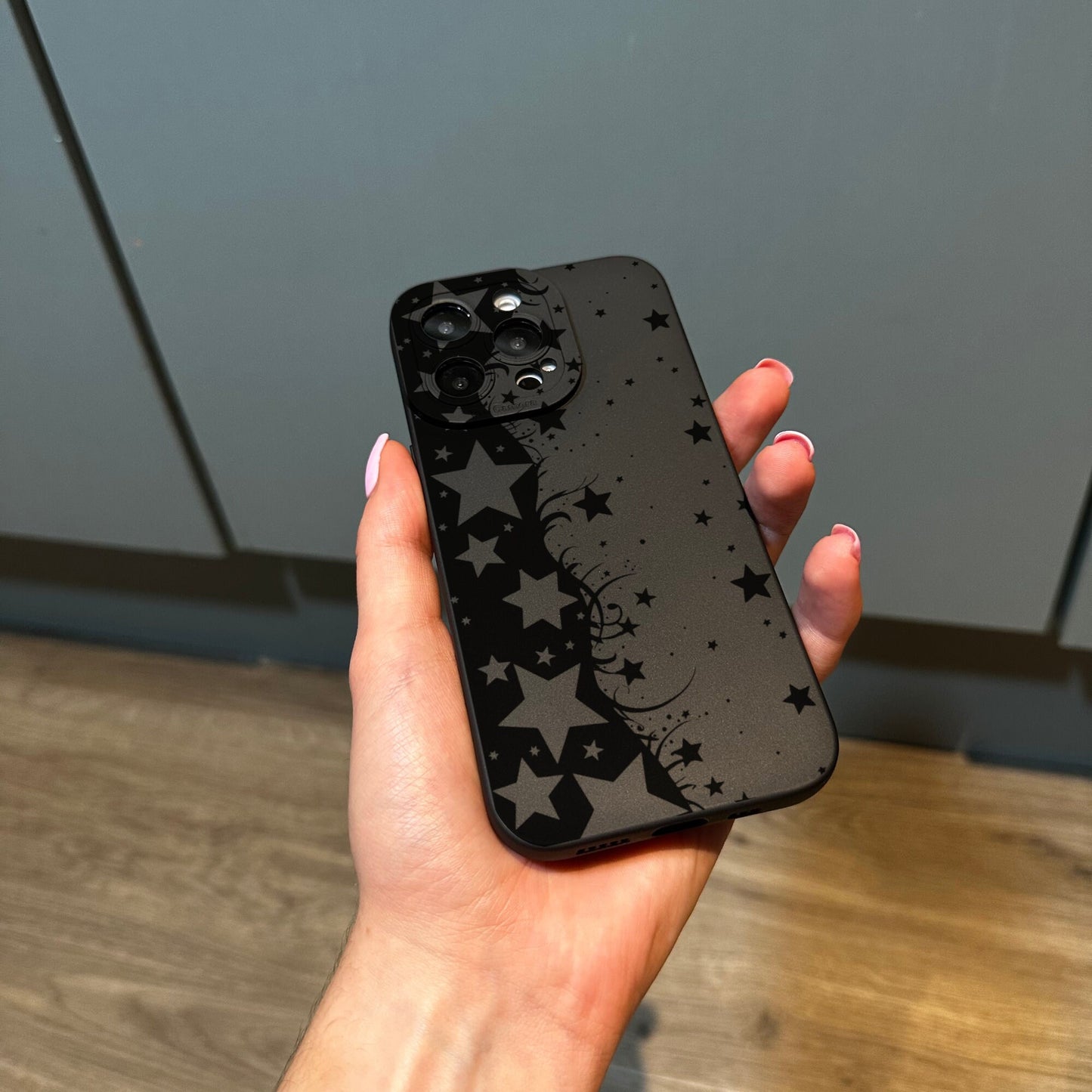 Black Star Print Phone Case for iPhone 15 14 13 12 11 11 Pro Max Mini 7 8 XR XS X Shockproof Phone Cover with Customised Name