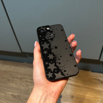 Black Star Print Phone Case for iPhone 15 14 13 12 11 11 Pro Max Mini 7 8 XR XS X Shockproof Phone Cover with Customised Name