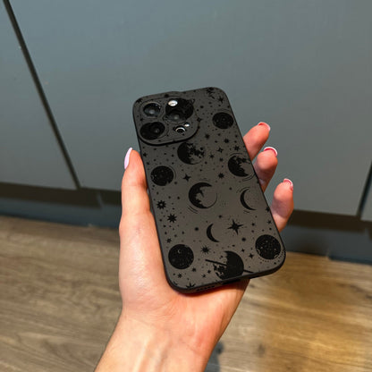Black Planet Star Celestial Phone Case for iPhone 17 16 15 14 13 12 11 11 Pro Max Mini 7 8 XR XS X Shockproof Phone Cover with Custom Name
