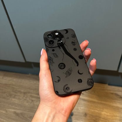 Black Girl Doodle Print Phone Case for iPhone 15 14 13 12 11 11 Pro Max Mini 7 8 XR XS X Shockproof Phone Cover with Customised Name