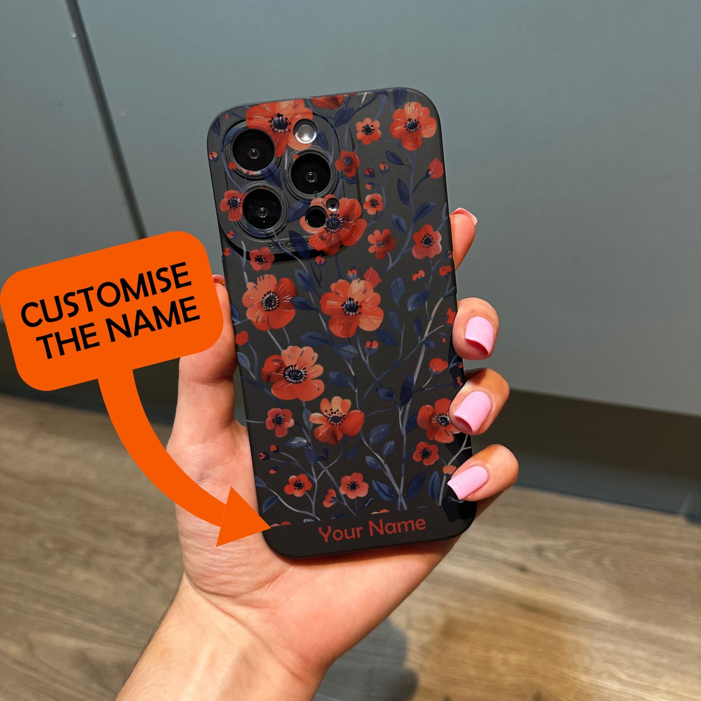Poppy Print Red Floral Phone Case for iPhone 17 16 15 14 13 12 11 11 Pro Max Mini 7 8 XR XS X Shockproof Phone Cover with Customised Name