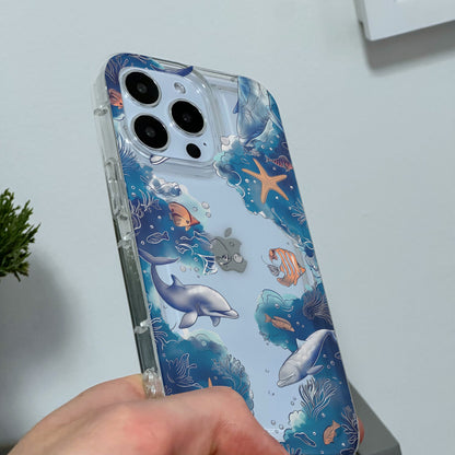 Fish Sealife Clear Phone Case for iPhone 15 14 13 12 11 11 Pro Max Mini 7 8 XR XS X Shockproof Silicone Phone Cover with Custom Name