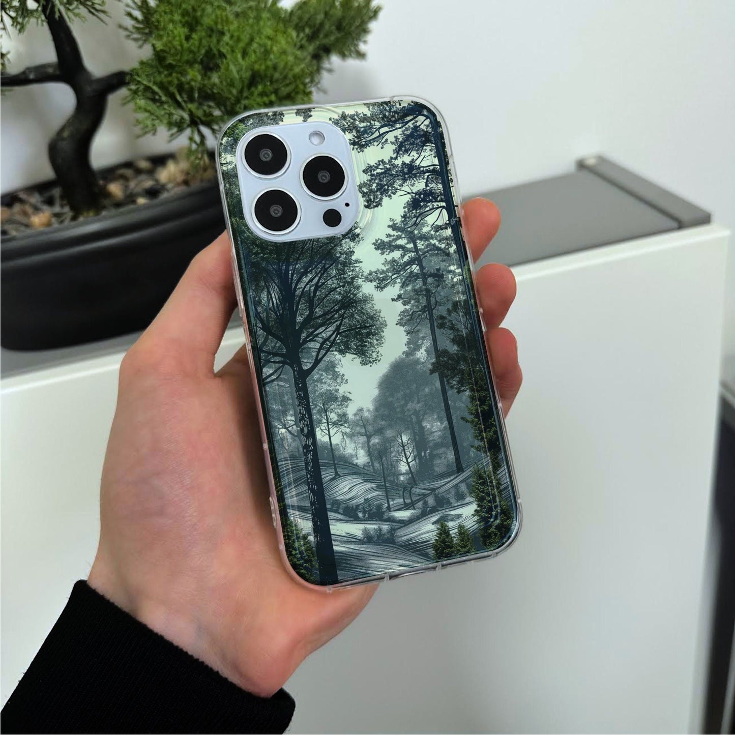 Forest Fashion Print Phone Case for iPhone 15 14 13 12 11 11 Pro Max Mini 7 8 XR XS X Shockproof Silicone Phone Cover with Custom Name