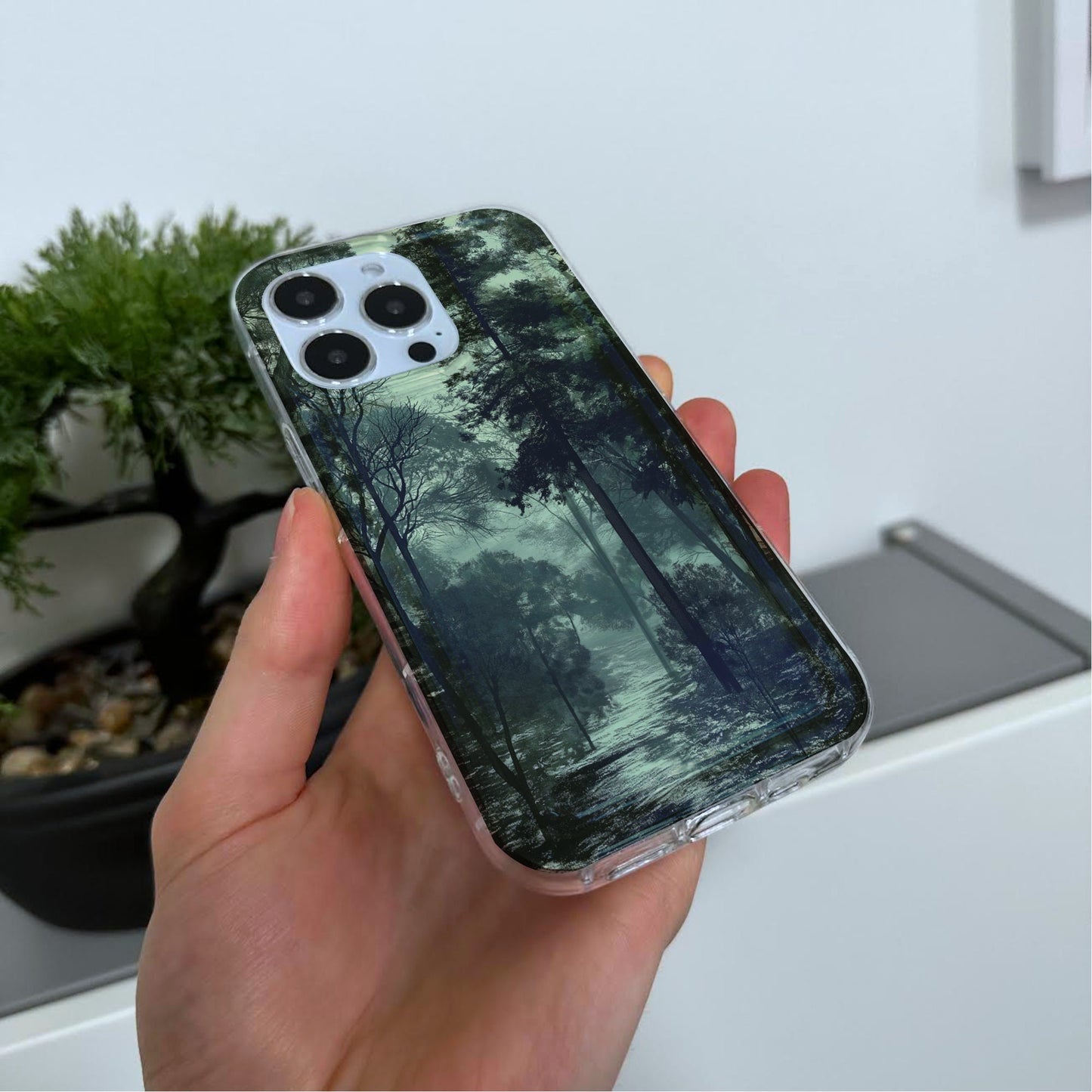 Forest Fashion Print Phone Case for iPhone 15 14 13 12 11 11 Pro Max Mini 7 8 XR XS X Shockproof Silicone Phone Cover with Custom Name