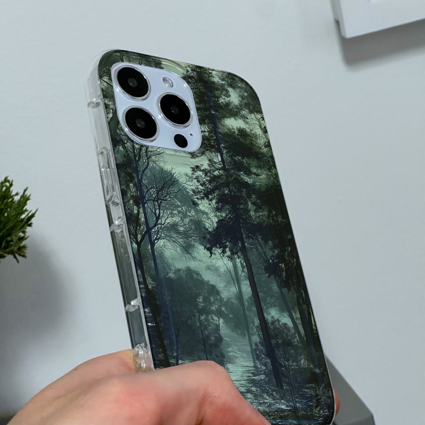 Forest Fashion Print Phone Case for iPhone 15 14 13 12 11 11 Pro Max Mini 7 8 XR XS X Shockproof Silicone Phone Cover with Custom Name