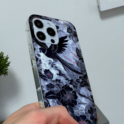 Floral Bird Print Pastel Phone Case for iPhone 15 14 13 12 11 11 Pro Max Mini 7 8 XR XS X Shockproof Silicone Phone Cover with Custom Name