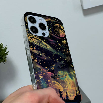 Celestial Star Planet Phone Case for iPhone 15 14 13 12 11 11 Pro Max Mini 7 8 XR XS X Shockproof Silicone Phone Cover with Custom Name