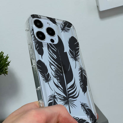 Feather Pattern Clear Phone Case for iPhone 15 14 13 12 11 11 Pro Max Mini 7 8 XR XS X Shockproof Silicone Phone Cover with Custom Name