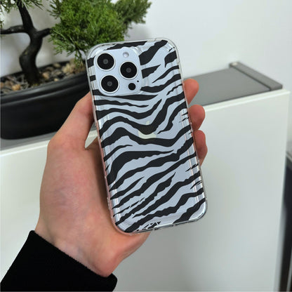 Zebra Print Clear Phone Case for iPhone 15 14 13 12 11 11 Pro Max Mini 7 8 XR XS X Shockproof Silicone Phone Cover with Custom Name