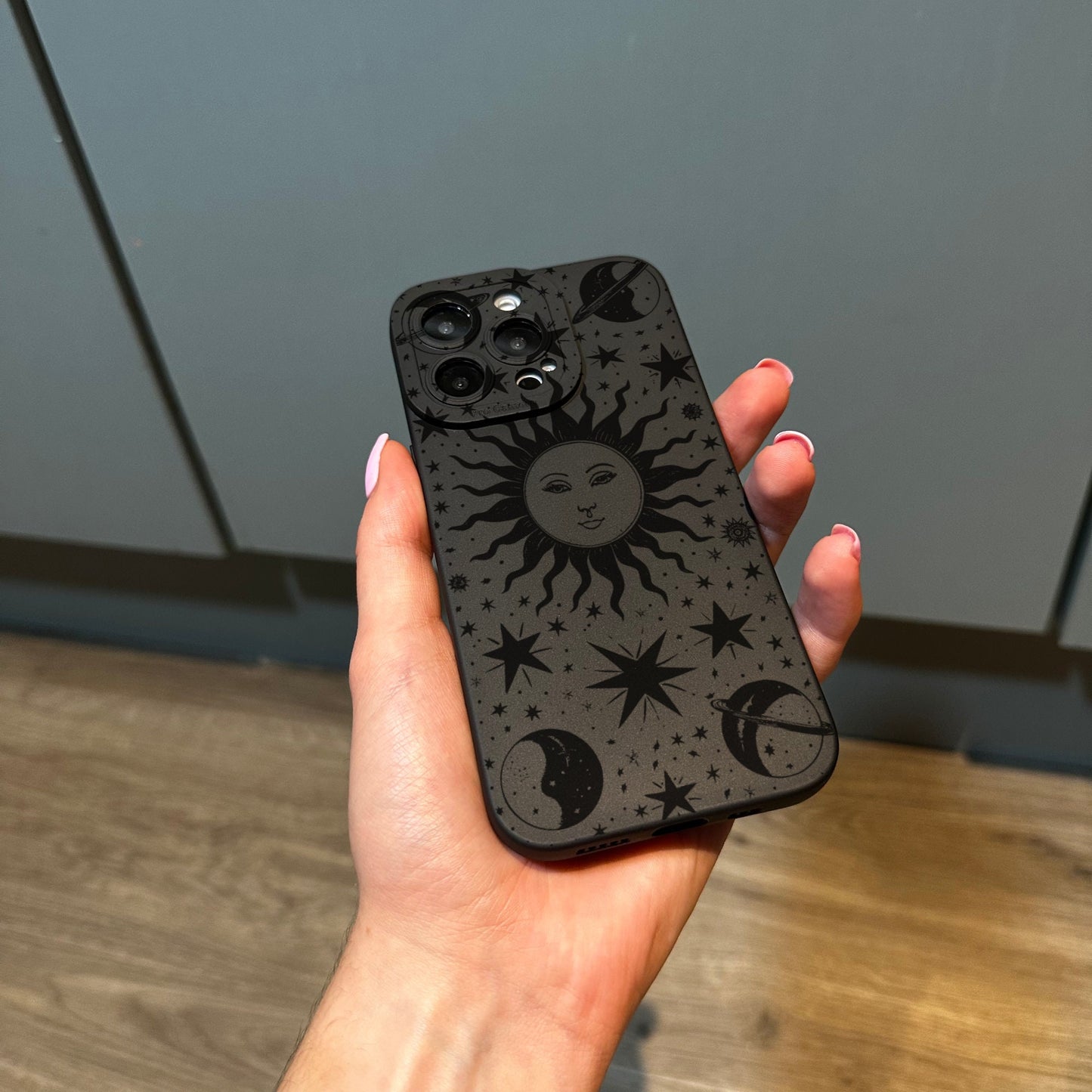 Celestial Moon Sun Star Phone Case for iPhone 17 16 15 14 13 12 11 11 Pro Max Mini 7 8 XR XS X Shockproof Phone Cover with Customised Name