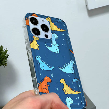 Cute Dinosaur Blue Phone Case for iPhone 15 14 13 12 11 11 Pro Max Mini 7 8 XR XS X Shockproof Silicone Phone Cover with Custom Name