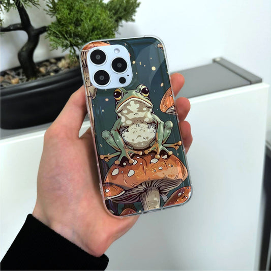 Frog Mushroom Cottagecore Phone Case for iPhone 15 14 13 12 11 11 Pro Max Mini 7 8 XR XS X Shockproof Silicone Phone Cover with Custom Name
