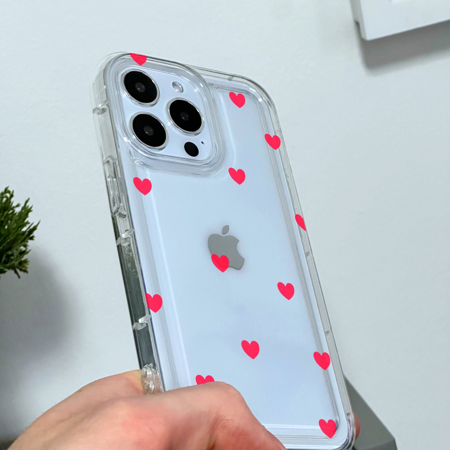 Red Heart Clear Phone Case for iPhone 15 14 13 12 11 11 Pro Max Mini 7 8 XR XS X Shockproof Silicone Phone Cover with Custom Name