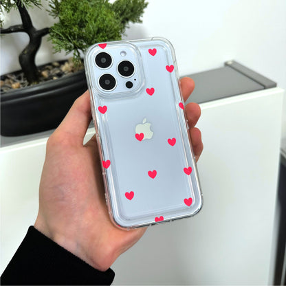 Red Heart Clear Phone Case for iPhone 15 14 13 12 11 11 Pro Max Mini 7 8 XR XS X Shockproof Silicone Phone Cover with Custom Name