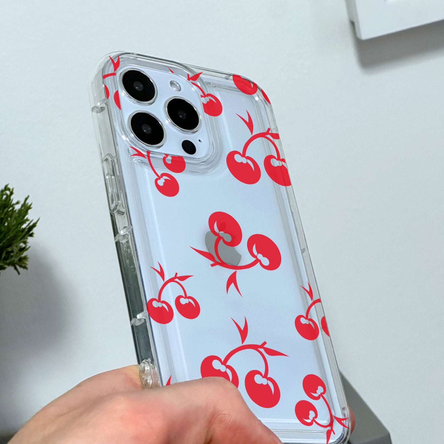 Red Cherry Clear Phone Case for iPhone 15 14 13 12 11 11 Pro Max Mini 7 8 XR XS X Shockproof Slim Phone Cover