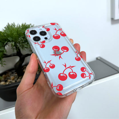 Red Cherry Clear Phone Case for iPhone 15 14 13 12 11 11 Pro Max Mini 7 8 XR XS X Shockproof Slim Phone Cover