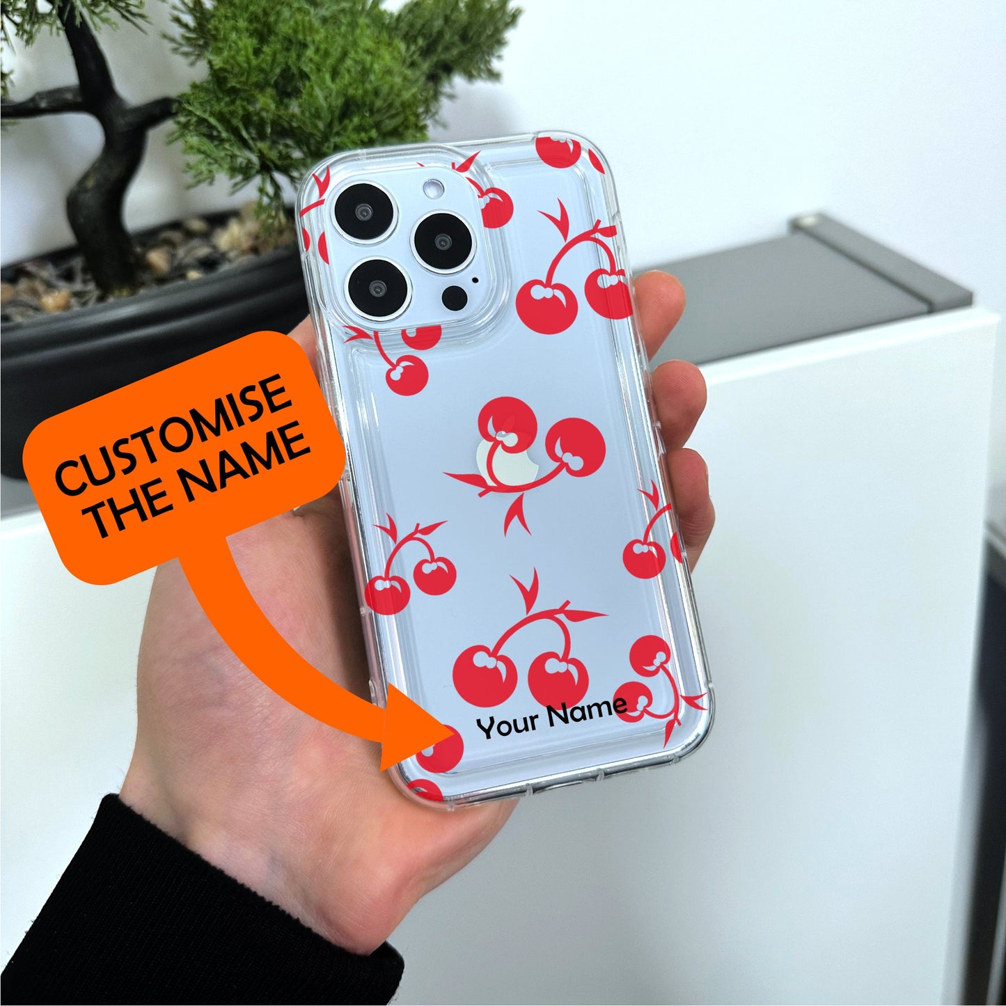 Red Cherry Clear Phone Case for iPhone 15 14 13 12 11 11 Pro Max Mini 7 8 XR XS X Shockproof Slim Phone Cover