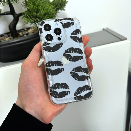 Kiss Clear Phone Case with Lips for iPhone 15 14 13 12 11 11 Pro Max Mini 7 8 XR XS X Shockproof Silicone Phone Cover