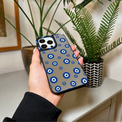 Evil Eye Mirror Phone Case for iPhone 15 14 13 12 11 11 Pro Max Mini 7 8 XR XS X Shockproof Phone Cover for Make Up with Customised Name