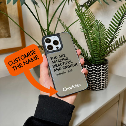 Slogan Girls Mirror Phone Case for iPhone 15 14 13 12 11 11 Pro Max Mini 7 8 XR XS X Shockproof Phone Cover for Make Up with Customised Name