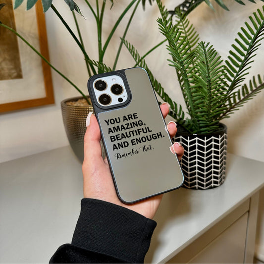 Slogan Girls Mirror Phone Case for iPhone 15 14 13 12 11 11 Pro Max Mini 7 8 XR XS X Shockproof Phone Cover for Make Up with Customised Name