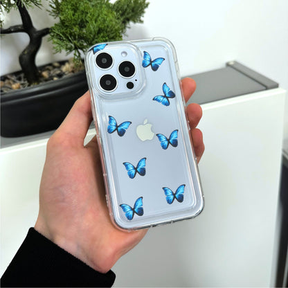 Butterfly Pattern Clear Phone Case for iPhone 15 14 13 12 11 11 Pro Max Mini 7 8 XR XS X Shockproof Silicone Phone Cover With Custom Name