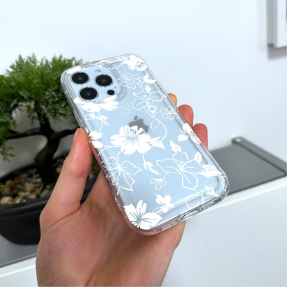 Floral Pattern Clear Phone Case for iPhone 17 16 15 14 13 12 11 11 Pro Max Mini 7 8 XR XS X Shockproof Phone Cover with Custom Name