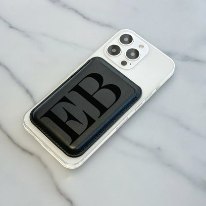 Personalised Large Initial MagSafe Wallet Vegan Leather MagSafe Wallet for iPhone 15 14 13 12 Magnetic iPhone Card Holder Custom Initials