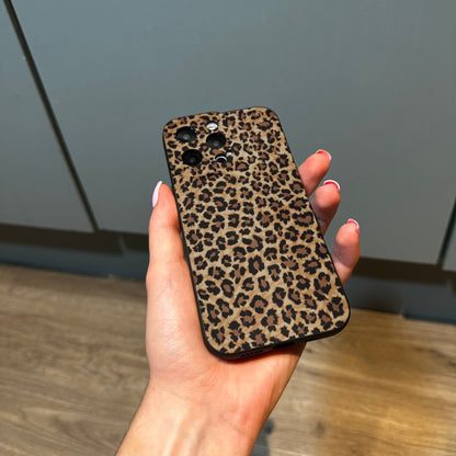 Cheetah Leopard Print Black Phone Case for iPhone 17 16 15 14 13 12 11 Pro Max Mini 7 8 XR XS X Shockproof Phone Cover with Customised Name
