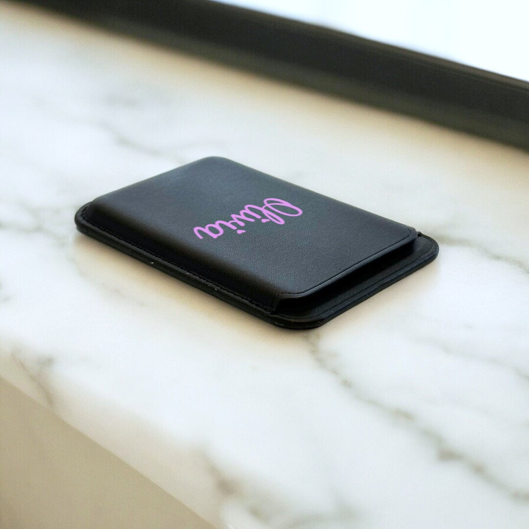 Personalised Name MagSafe Wallet Vegan Leather MagSafe Wallet for iPhone 15 14 13 12 Magnetic iPhone Card Holder Custom Pink Name