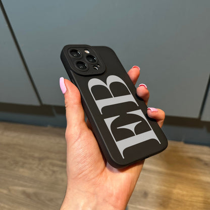 Personalised Large Initial Black Phone Case for iPhone 17 16 15 14 13 12 11 11 Pro Max Mini 7 8 XR XS X Shockproof Phone Cover Monogram Case