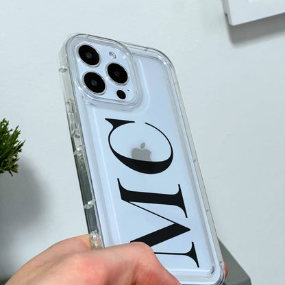 Personalised Large Initial Clear Phone Case for iPhone 15 14 13 12 11 11 Pro Max Mini 7 8 XR XS X Shockproof Phone Cover Monogram Phone Case