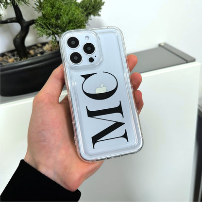 Personalised Large Initial Clear Phone Case for iPhone 15 14 13 12 11 11 Pro Max Mini 7 8 XR XS X Shockproof Phone Cover Monogram Phone Case