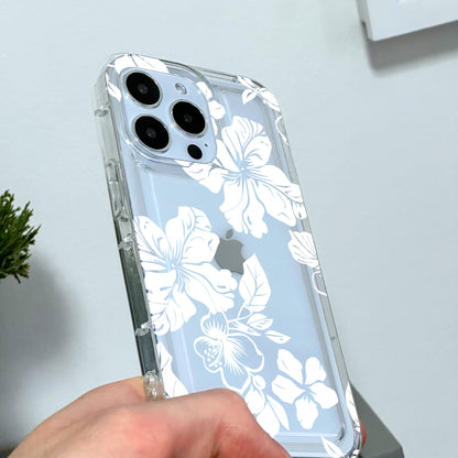 Hawaiian Aloha Flowers Summer Clear Phone Case for iPhone 17 16 15 14 13 12 11 11 Pro Max Mini 7 8 XR X Shockproof Phone Cover Custom Name