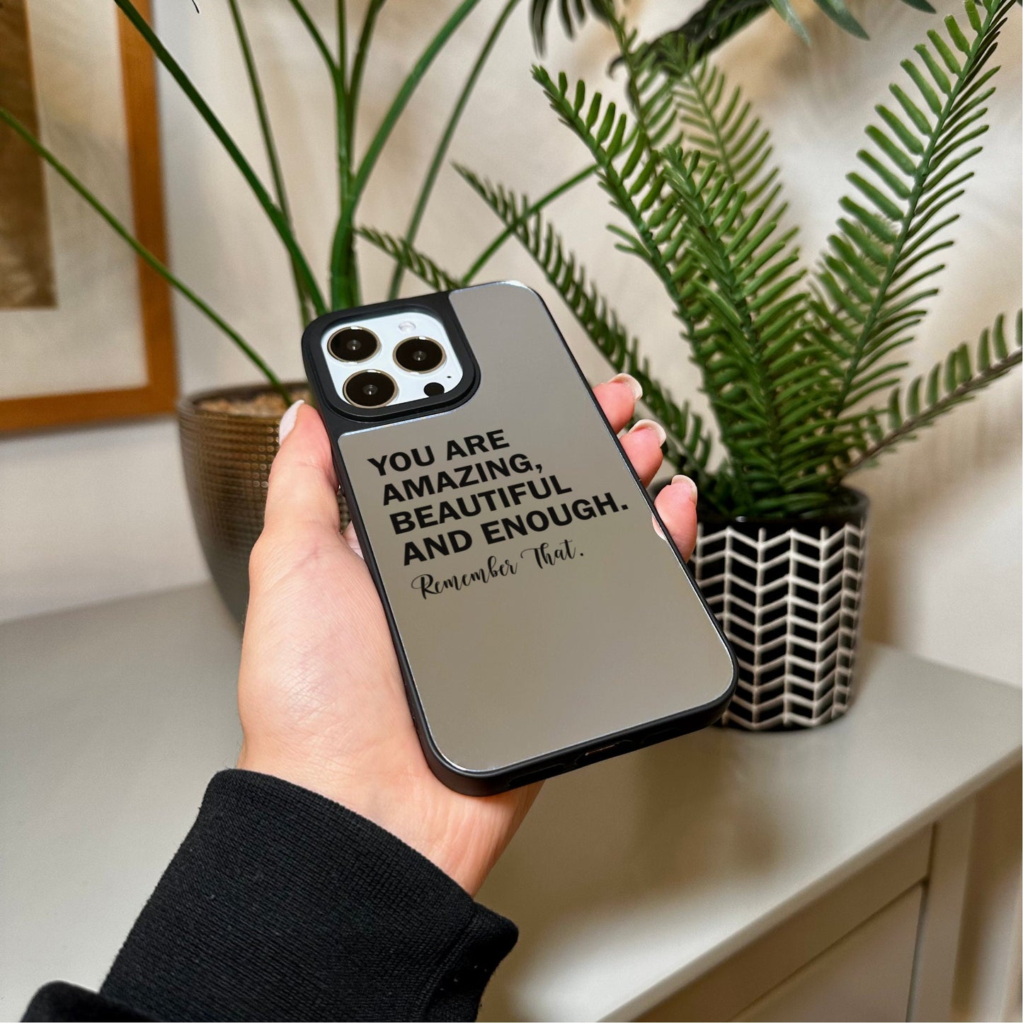 Slogan Girls Mirror Phone Case for iPhone 15 14 13 12 11 11 Pro Max Mini 7 8 XR XS X Shockproof Phone Cover for Make Up with Customised Name